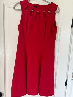 ALYX Dress Size 12 Red Sleeveless Cutout Neck Fit & Flare Dress